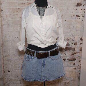 Hollister Cropped Button Down Knot Front Shirt